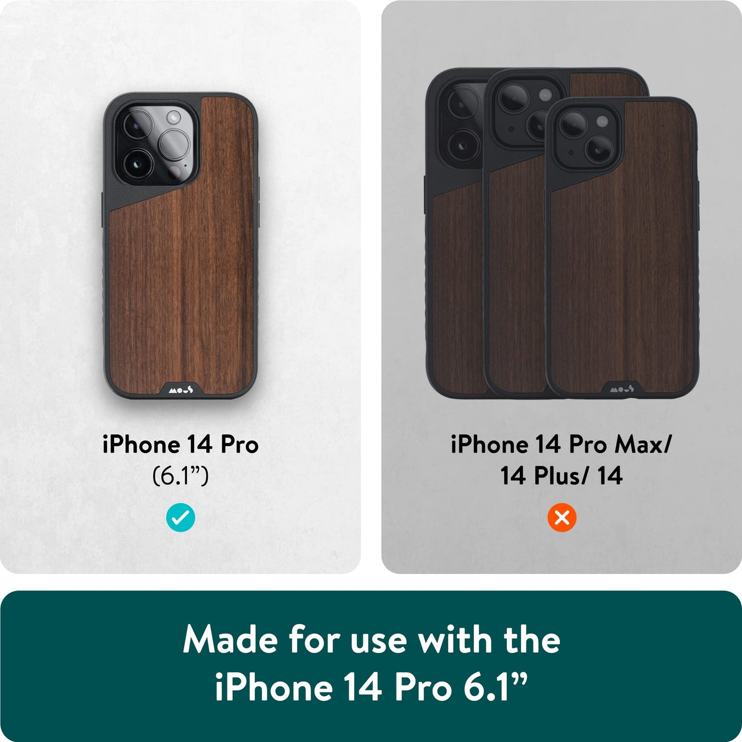 Mous - Case for iPhone 14 - Black Leather - Limitless 5.0 - Protective iPhone 14 Case MagSafe Compatible - Shockproof Phone Cover