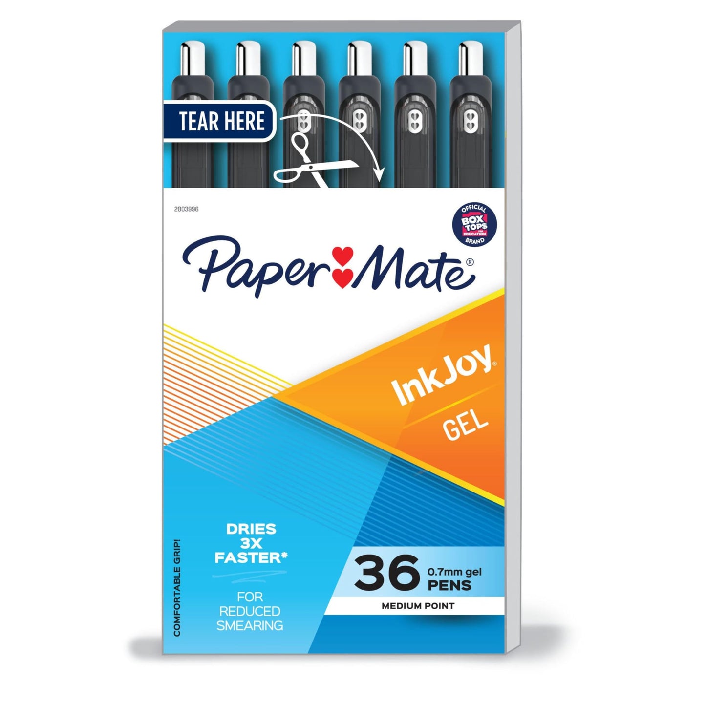 Paper Mate InkJoy Black Gel Pens, Medium Point (0.7 mm), Comfort Grip, 10 Count, Fast Dry Ink, Ideal for Smooth Writing