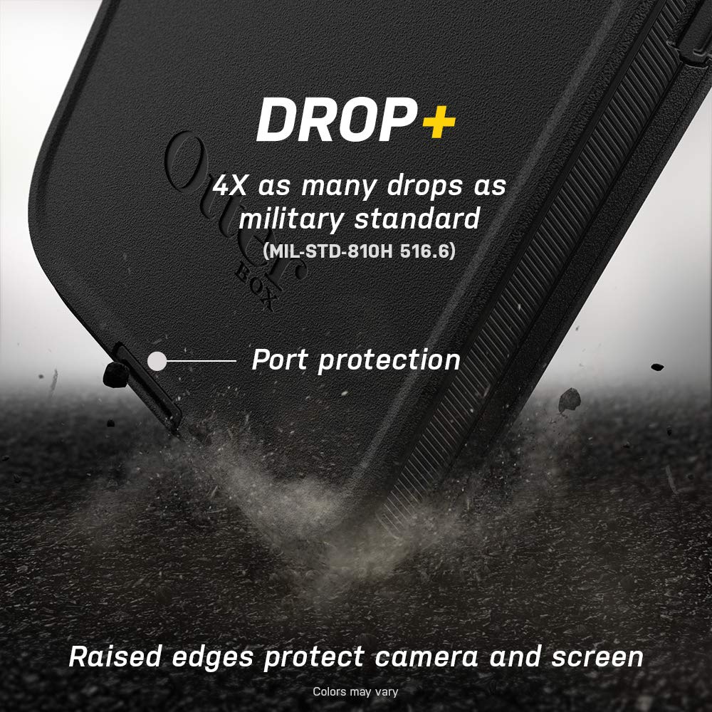 OtterBox iPhone 12 & iPhone 12 Pro Defender Series Case - Black, Rugged & Durable, with Port Protection, Includes Holster Clip Kickstand
