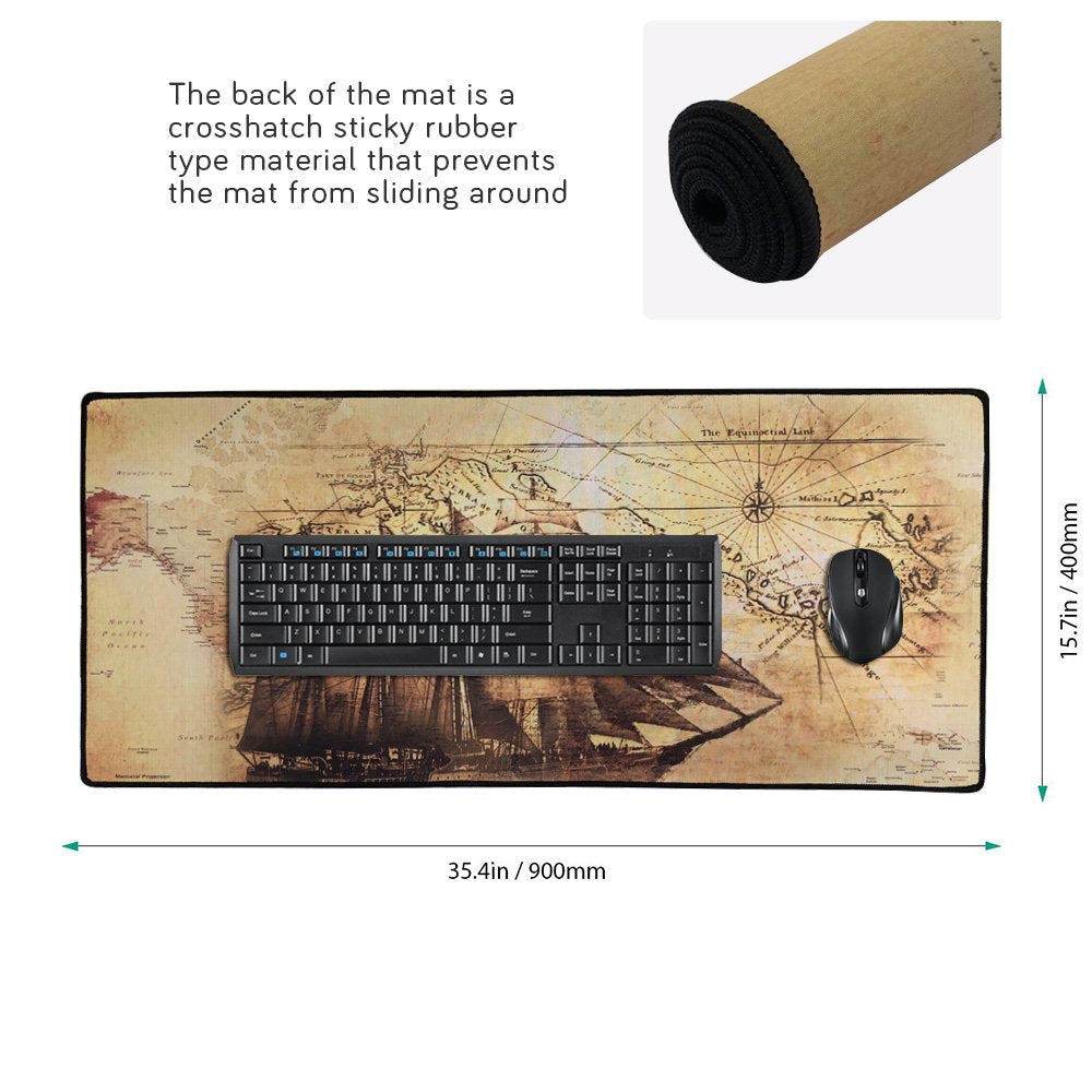 XXL Professional Large Mouse Pad & Computer Game Mouse Mat (35.4x15.7x0.1IN, Map) (90 * 40 Map)