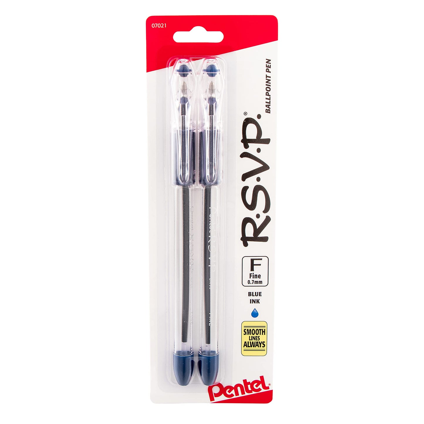 Pentel RSVP Ballpoint Pen, Fine Line, (0.7mm), Black Ink, Pack of 2 (BK90BP2A)