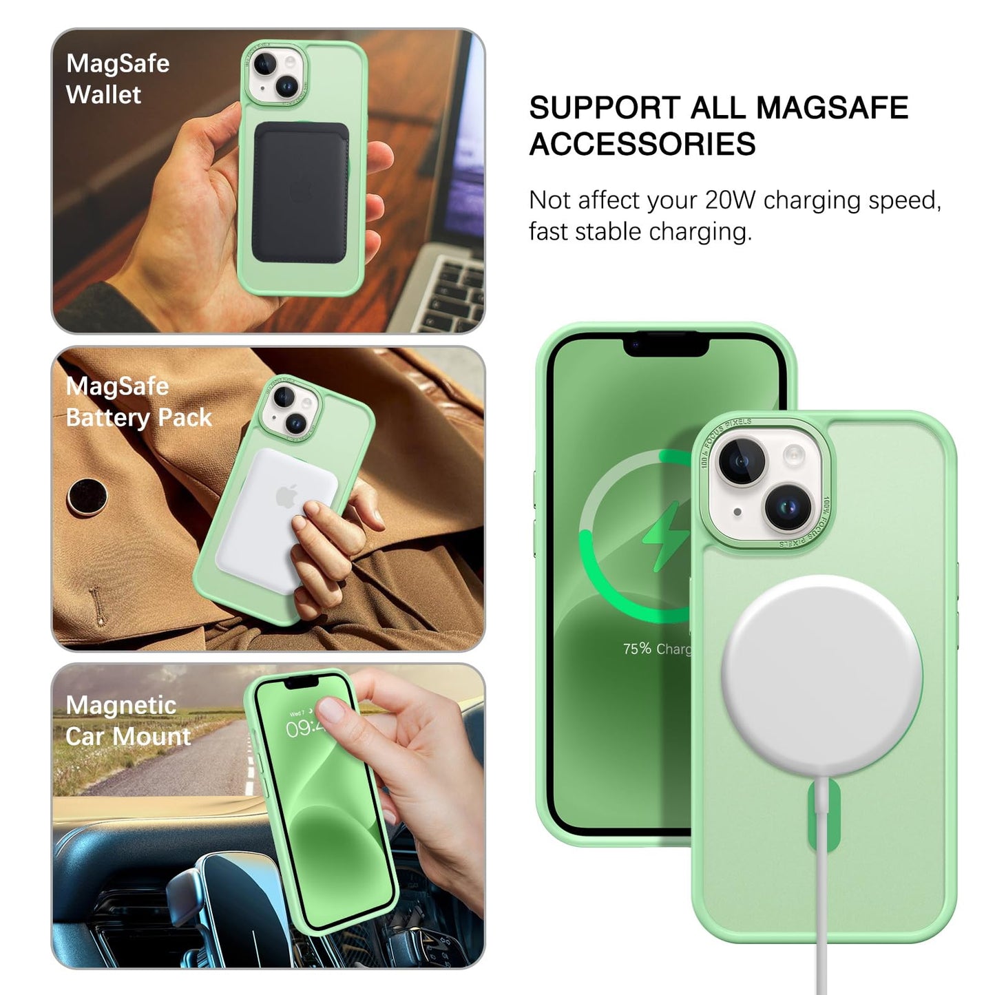 BENTOBEN Magnetic for iPhone 13 Case & iPhone 14 Case [Compatible with Magsafe] Translucent Matte Phone Case iPhone 13/14 Slim Fit Shockproof Women Men Protective Cover for iPhone 13/14 6.1", Hot Pink