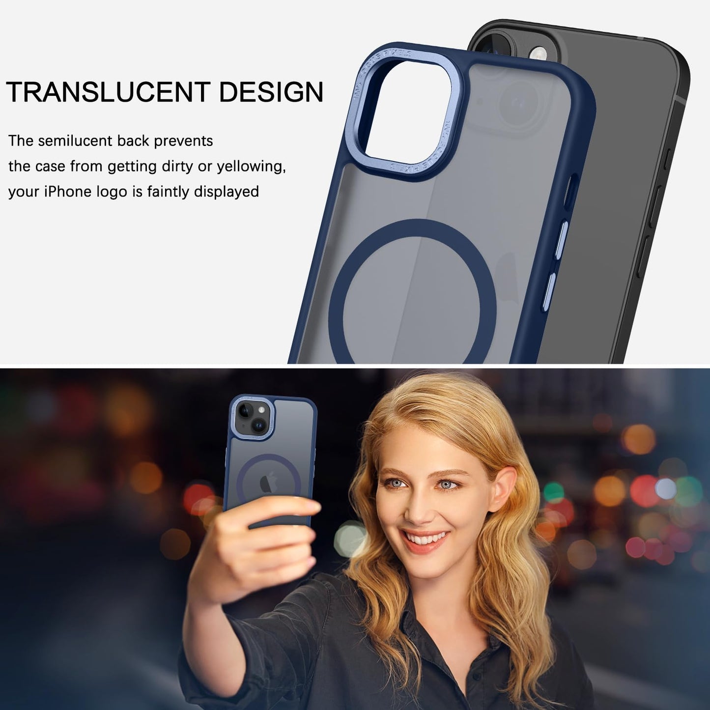 BENTOBEN Magnetic for iPhone 13 Case & iPhone 14 Case [Compatible with Magsafe] Translucent Matte Phone Case iPhone 13/14 Slim Fit Shockproof Women Men Protective Cover for iPhone 13/14 6.1", Hot Pink