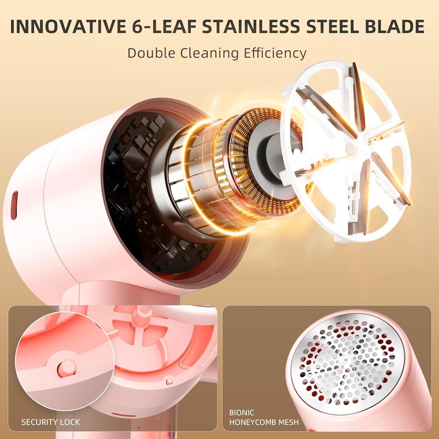 Fabric Shaver, Lint Remover Rechargeable, Electric Portable Sweater Defuzzer with 3 Speeds, 6 Leaf Blades, Digital LED Display to Remove Pilling for Clothes, Furniture, Sweater, Couch, Blanket