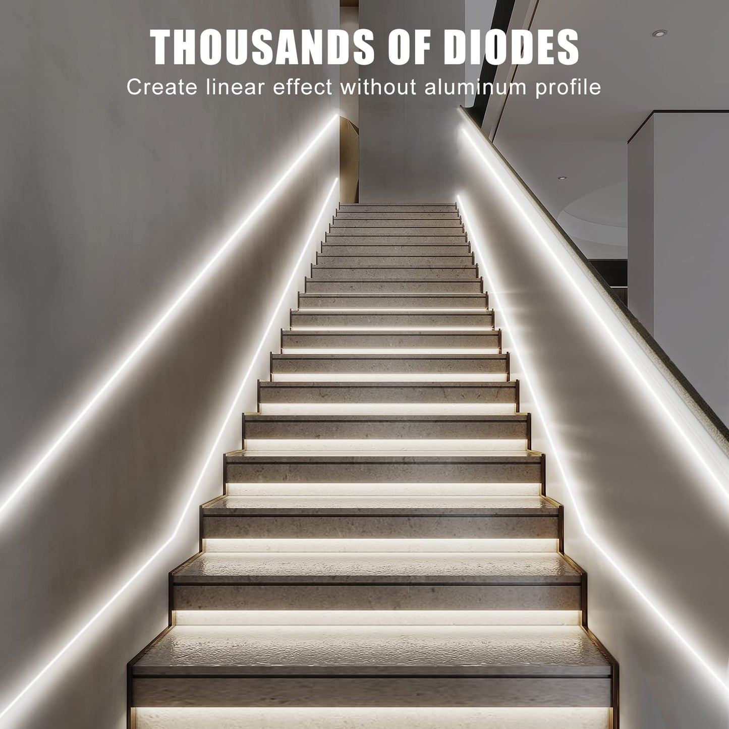 White COB Led Strip Lights Max with RF Remote, 16.4ft 3000K Dimmable Ultra Bright Warm White COB Light Strip, Adhesive Indoor COB Led Lights for Living Room, Shelf, Cabinet