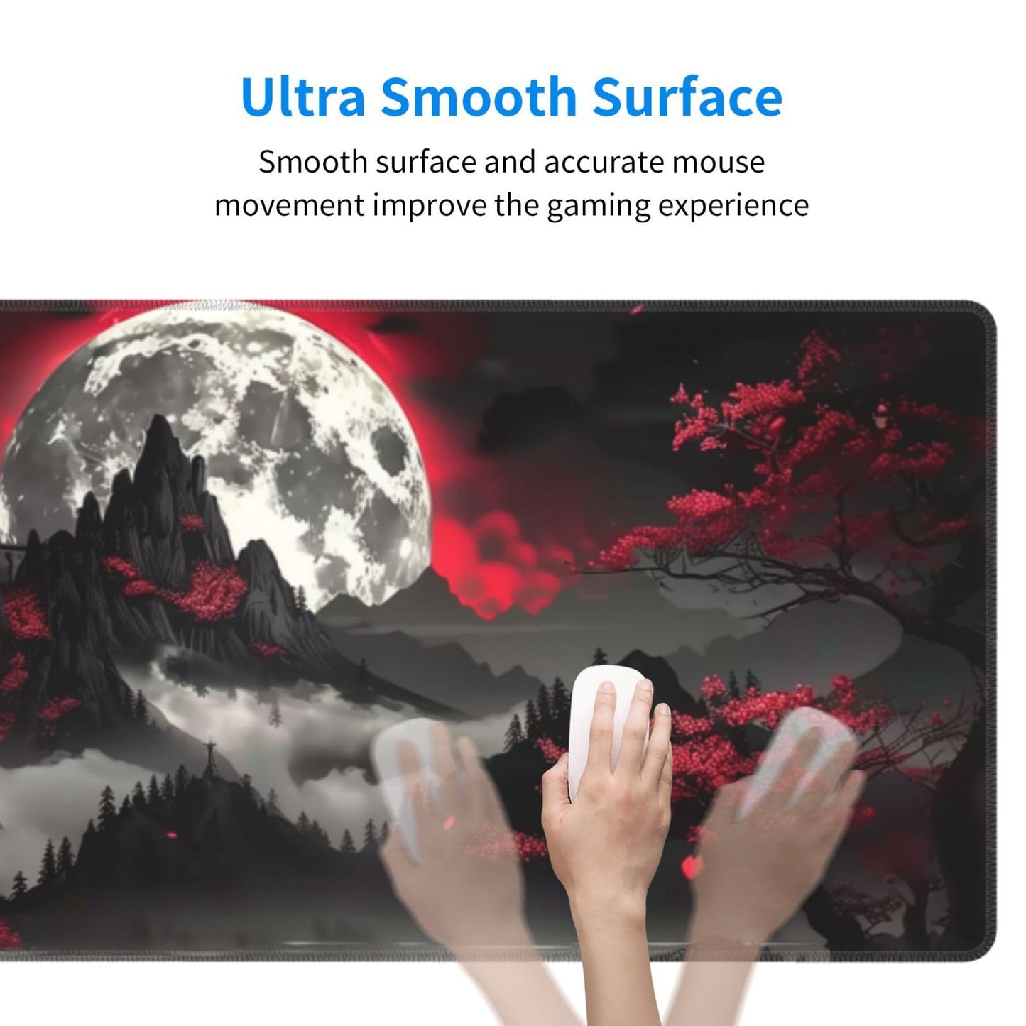 Japanese Mouse Pad, Large Japanese Desk Mat, XL Anime Gaming Keyboard Mat, Non-Slip Rubber Base, Big Extended Desk Protector for Home Office, 31.5”x11.8”