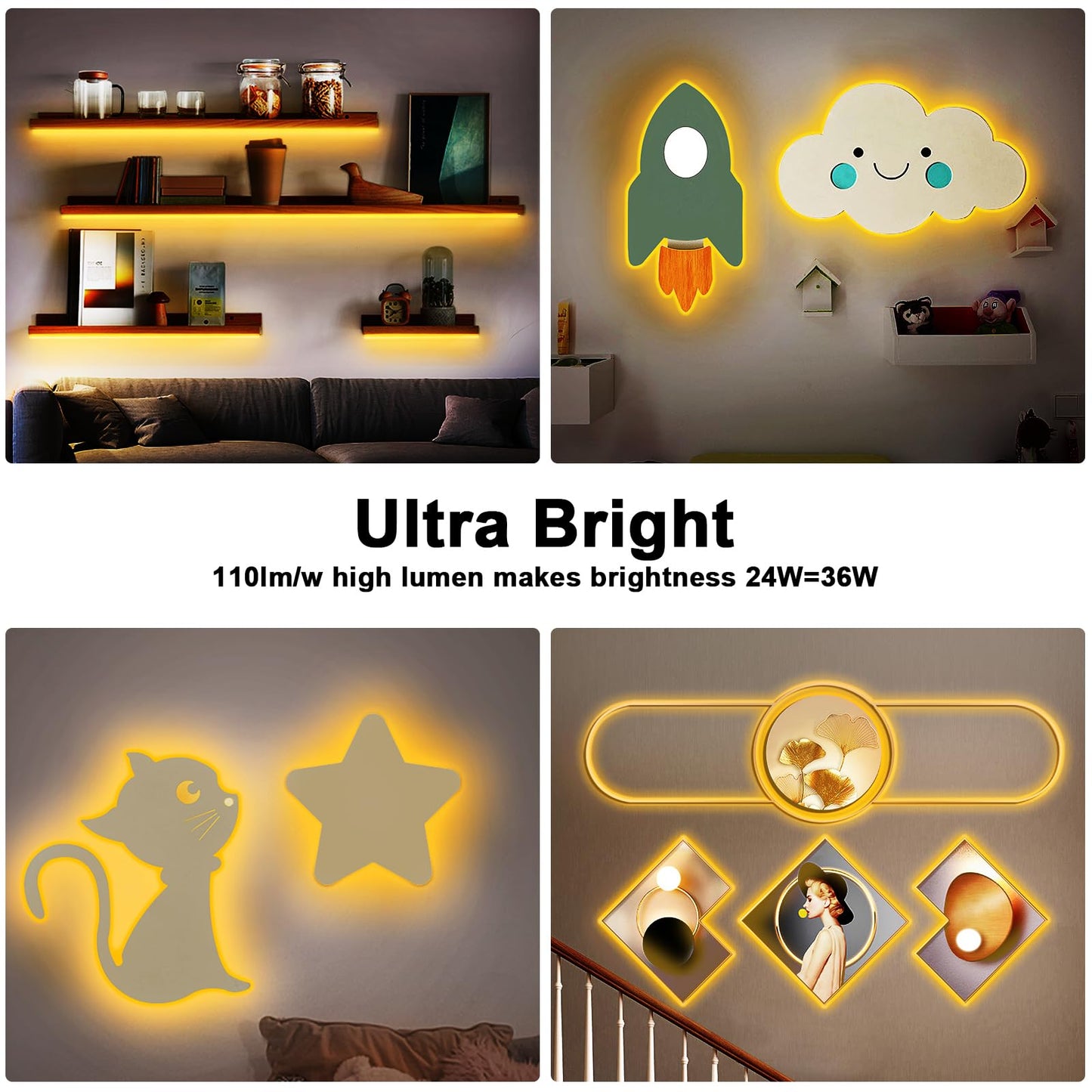 White COB Led Strip Lights Max with RF Remote, 16.4ft 3000K Dimmable Ultra Bright Warm White COB Light Strip, Adhesive Indoor COB Led Lights for Living Room, Shelf, Cabinet