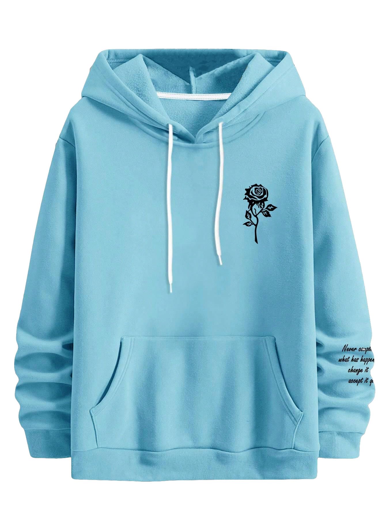 Floerns Men's Graphic Print Long Sleeve Drawstring Hoodie Pullover Sweatshirt