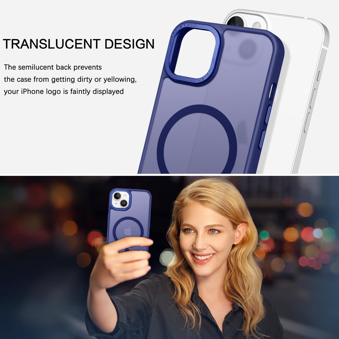BENTOBEN Magnetic for iPhone 13 Case & iPhone 14 Case [Compatible with Magsafe] Translucent Matte Phone Case iPhone 13/14 Slim Fit Shockproof Women Men Protective Cover for iPhone 13/14 6.1", Hot Pink