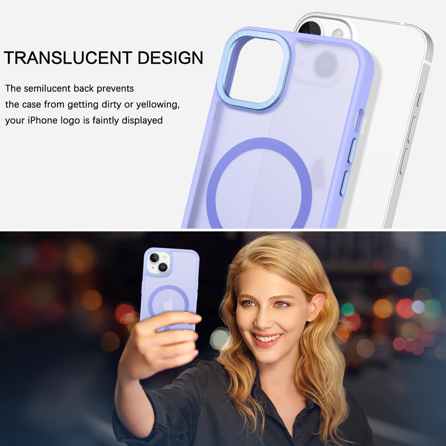 BENTOBEN Magnetic for iPhone 13 Case & iPhone 14 Case [Compatible with Magsafe] Translucent Matte Phone Case iPhone 13/14 Slim Fit Shockproof Women Men Protective Cover for iPhone 13/14 6.1", Hot Pink