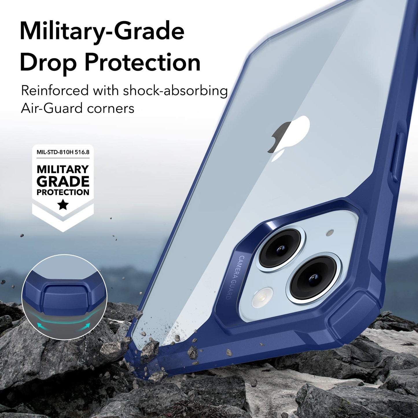 ESR Air Armor Case, Compatible with iPhone 13 Pro Max Case, Military-Grade Drop Protection, Shock-Absorbing Corners, Yellowing-Resistant Hard Back, Scratch Resistant, Clear