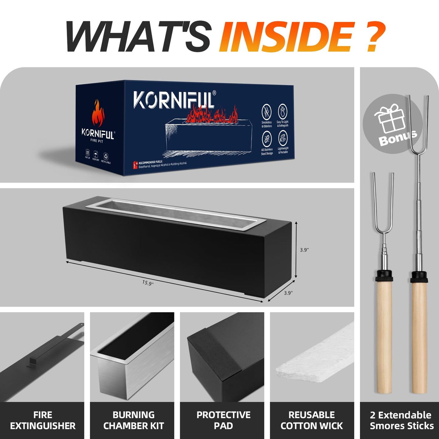 2024 New Tabletop Fire Pit,Woodgrain Portable Table Top Firepit Outdoor Indoor Table top Fireplace Smores Maker for Family Dinner Party Patio Balcony Backyard Housewarming Table Decor