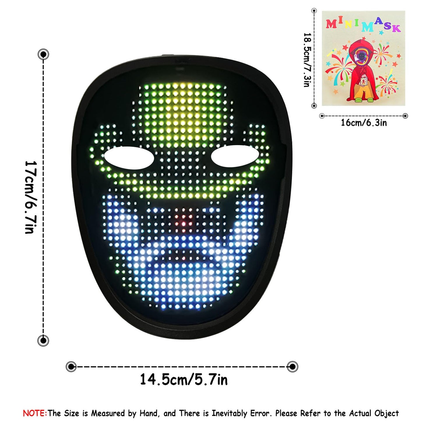 Depointer Life Led Mask with Gesture Sensing,Unisex LED Lighted Face Transforming Mask for Costume Cosplay Party Masquerade