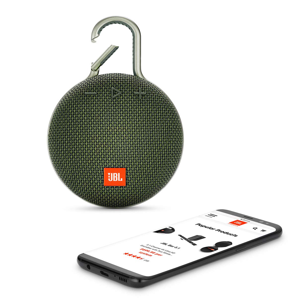 JBL Clip 3, Black - Waterproof, Durable & Portable Bluetooth Speaker - Up to 10 Hours of Play - Includes Noise-Cancelling Speakerphone & Wireless Streaming