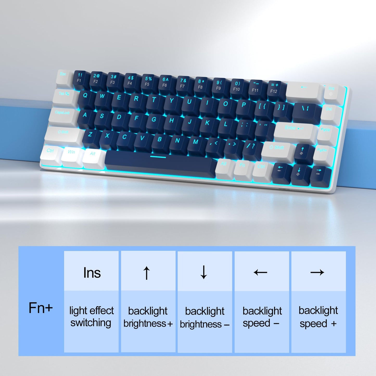 MageGee Portable 60% Mechanical Gaming Keyboard, MK-Box LED Backlit Compact 68 Keys Mini Wired Office Keyboard with Red Switch for Windows Laptop PC Mac - Black/Grey