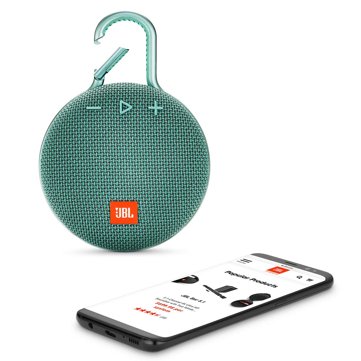 JBL Clip 3, Black - Waterproof, Durable & Portable Bluetooth Speaker - Up to 10 Hours of Play - Includes Noise-Cancelling Speakerphone & Wireless Streaming