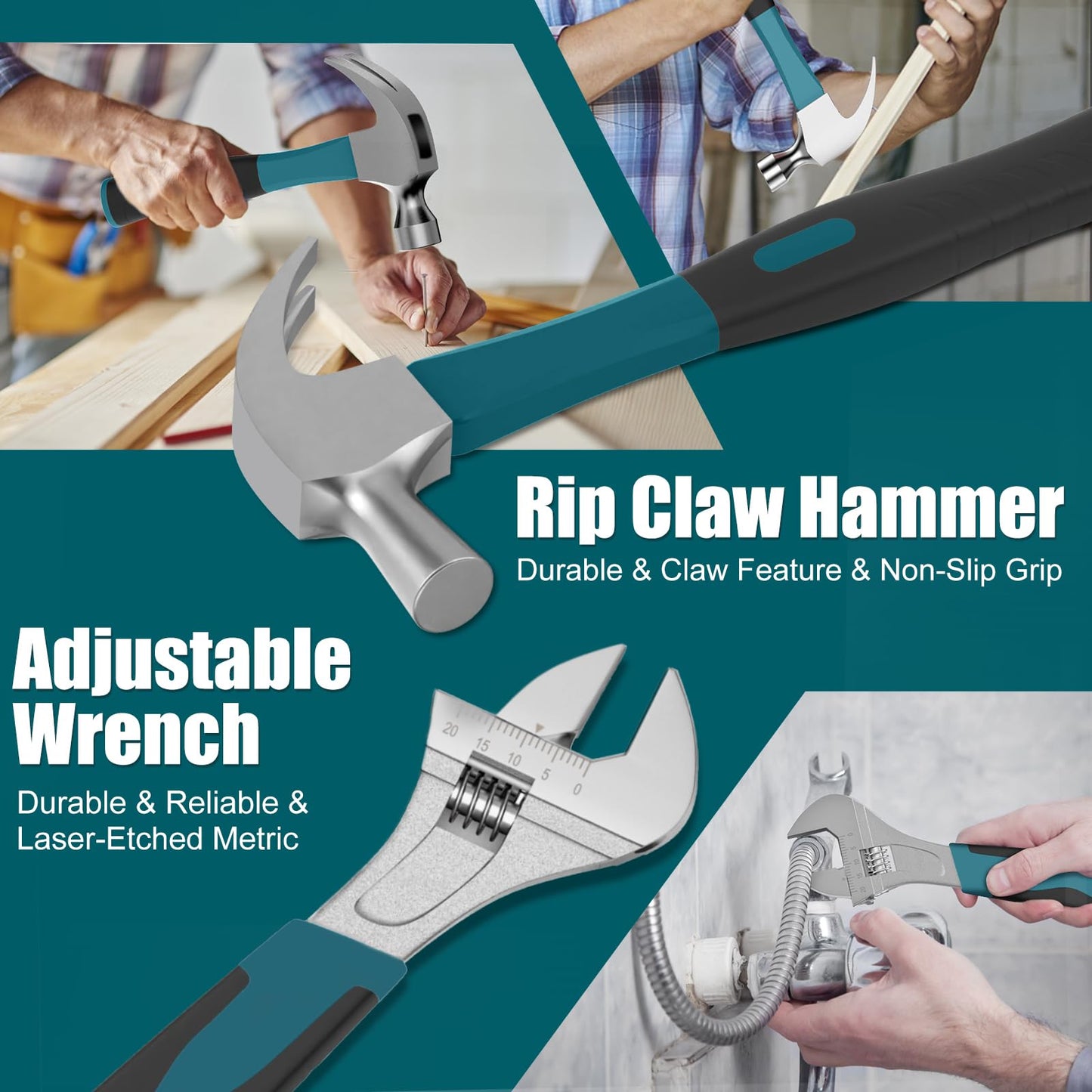 Sundpey Home Tool Kit 257-PCs - Household Basic Repair Tool Set for Men Women - General Hand Mechanic's Tool Set & Screwdriver Set & Wrench Set & Socket & Portable Tool Box Storage Case Blue