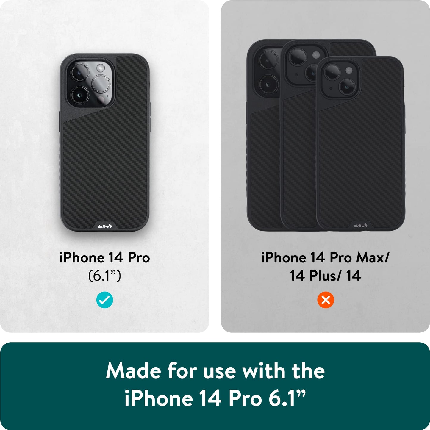 Mous - Case for iPhone 14 - Black Leather - Limitless 5.0 - Protective iPhone 14 Case MagSafe Compatible - Shockproof Phone Cover