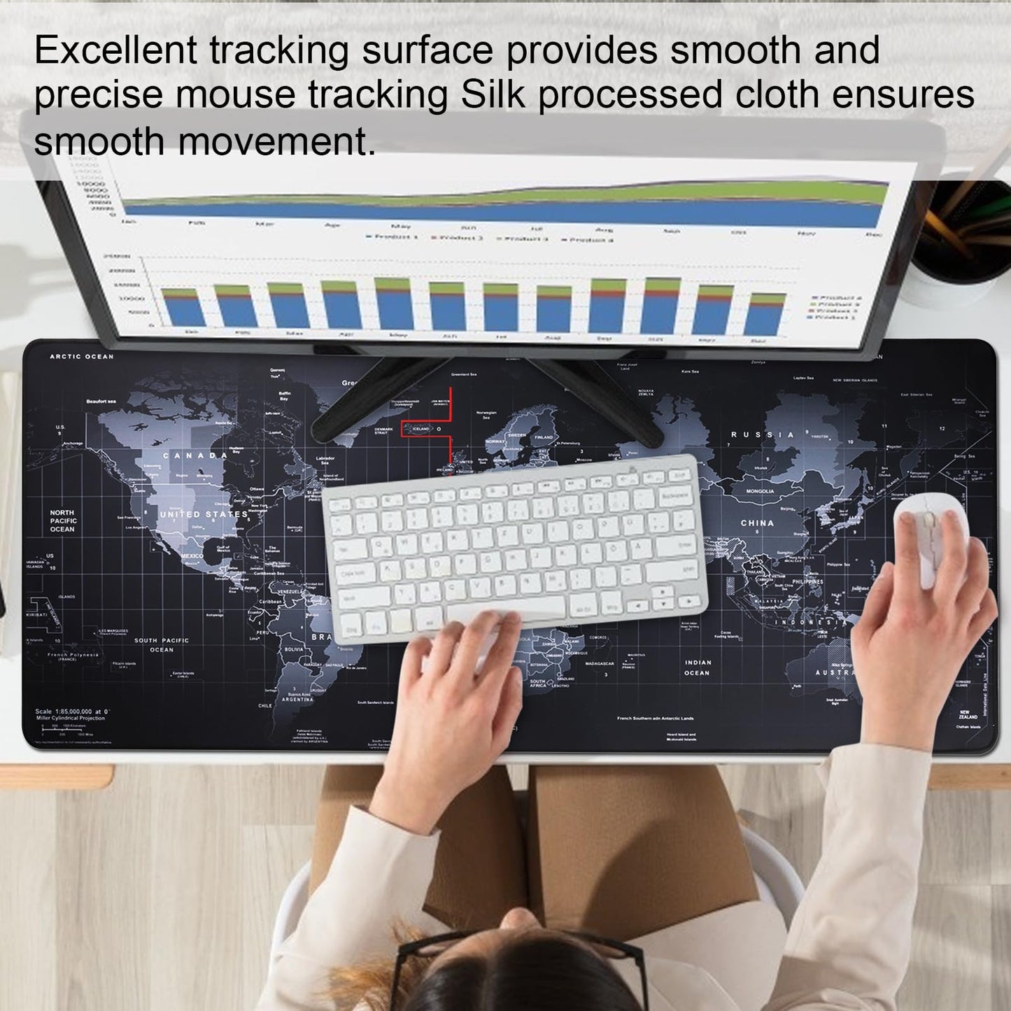 XXL Professional Large Mouse Pad & Computer Game Mouse Mat (35.4x15.7x0.1IN, Map) (90 * 40 Map)