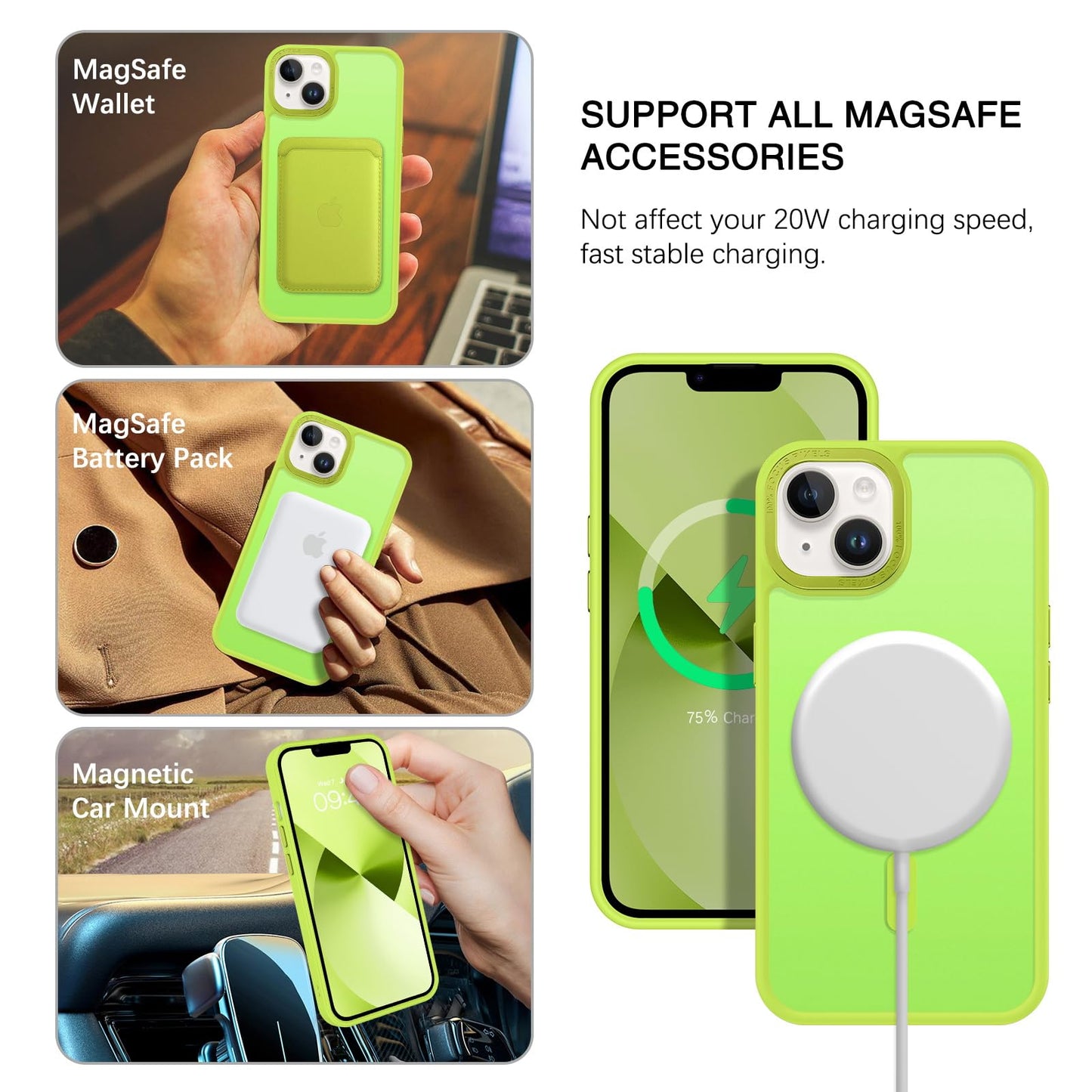 BENTOBEN Magnetic for iPhone 13 Case & iPhone 14 Case [Compatible with Magsafe] Translucent Matte Phone Case iPhone 13/14 Slim Fit Shockproof Women Men Protective Cover for iPhone 13/14 6.1", Hot Pink