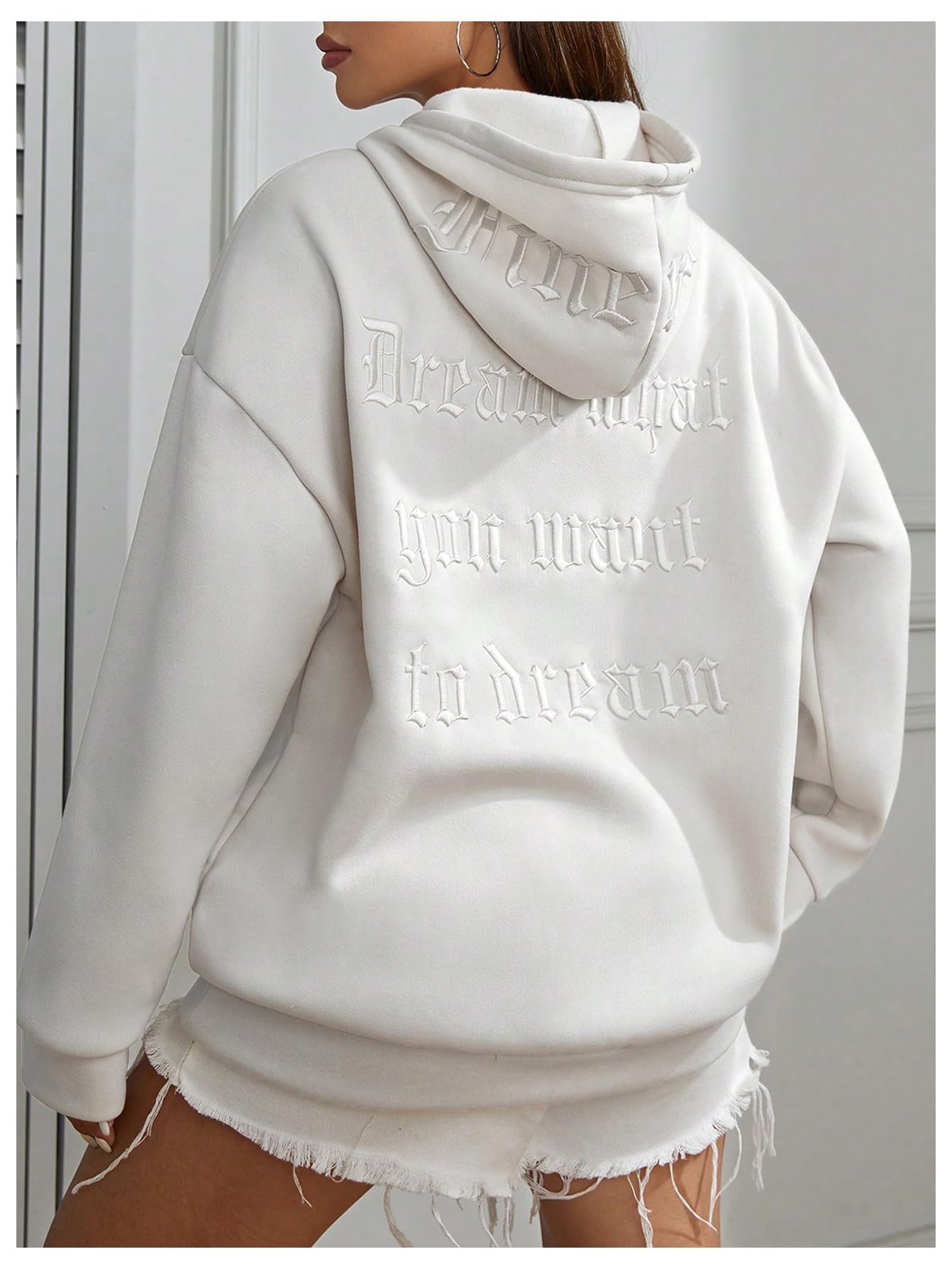 GORGLITTER Women's Graphic Print Hoodies Sweatshirt Long Sleeve Round Neck Drop Shoulder Pullover Top