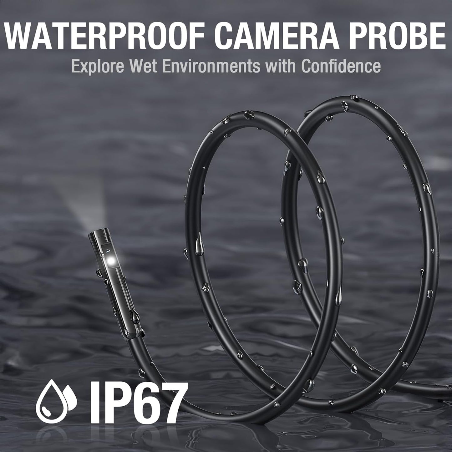 Dual Lens Endoscope Camera with Light, Teslong Mechanic Borescope Inspection Camera with Monitor, Flexible Snake Probe Camera, Fiber Optic Scope for Automotive HVAC Drain Wall