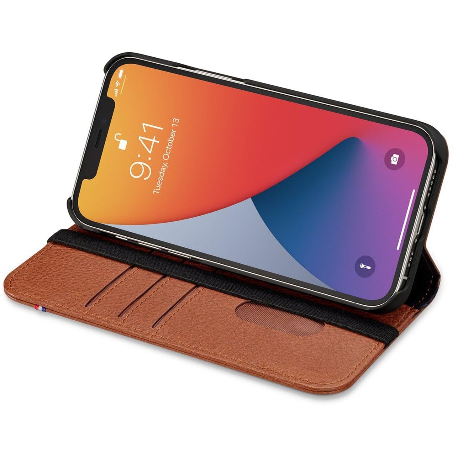 DECODED Wallet Case - iPhone 13 Mini - Tested by Apple - Phone Case with Card Holder - Flip Cover European Leather - Light Brown