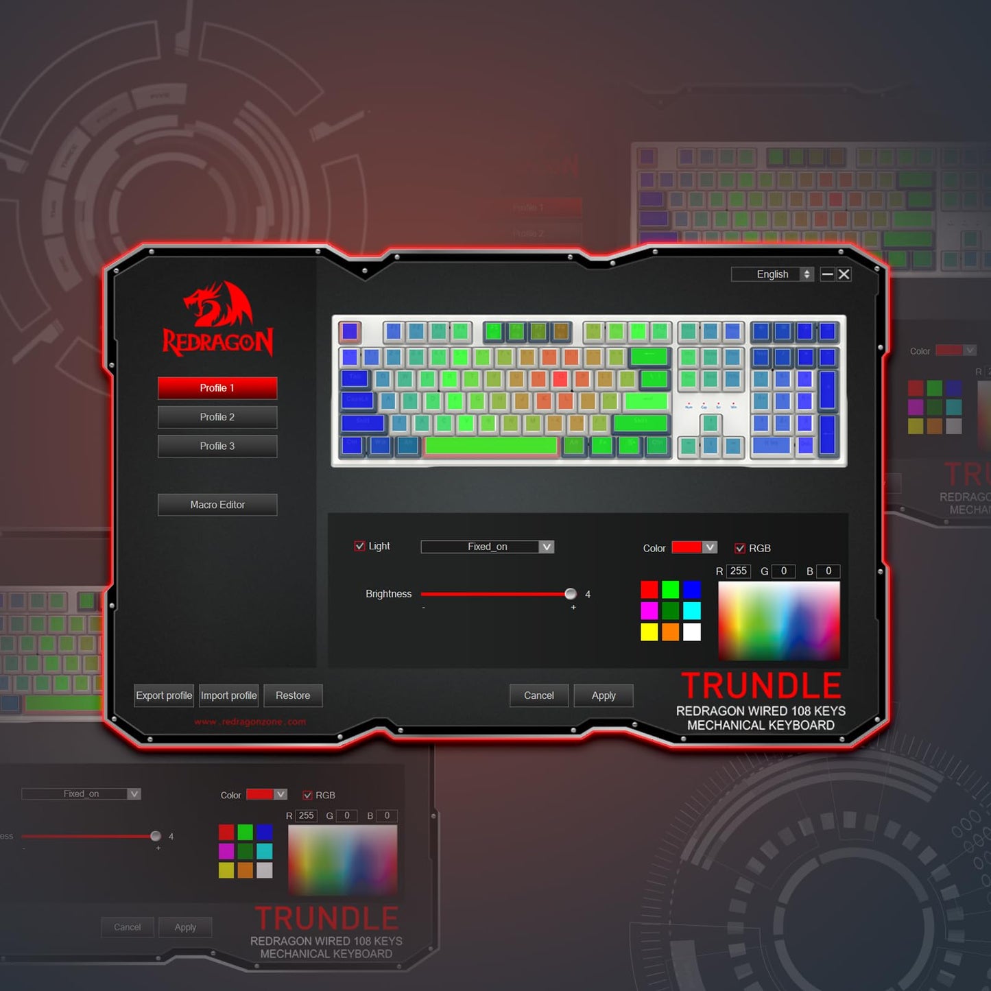 Redragon K668 RGB Gaming Keyboard, 104 Keys + Extra 4 Hotkeys Wired Mechanical Keyboard w/Sound Absorbing Foams, Upgraded Hot-swappable Socket, Mixed Color Keycaps x 2 Sets, Red Switch