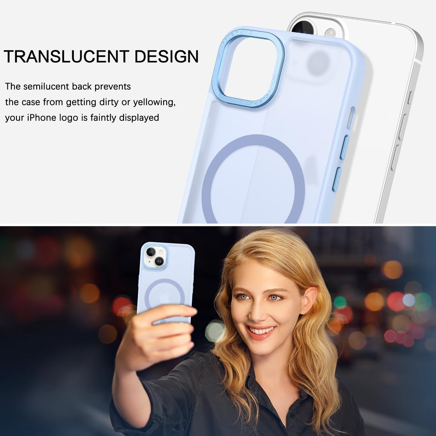 BENTOBEN Magnetic for iPhone 13 Case & iPhone 14 Case [Compatible with Magsafe] Translucent Matte Phone Case iPhone 13/14 Slim Fit Shockproof Women Men Protective Cover for iPhone 13/14 6.1", Hot Pink