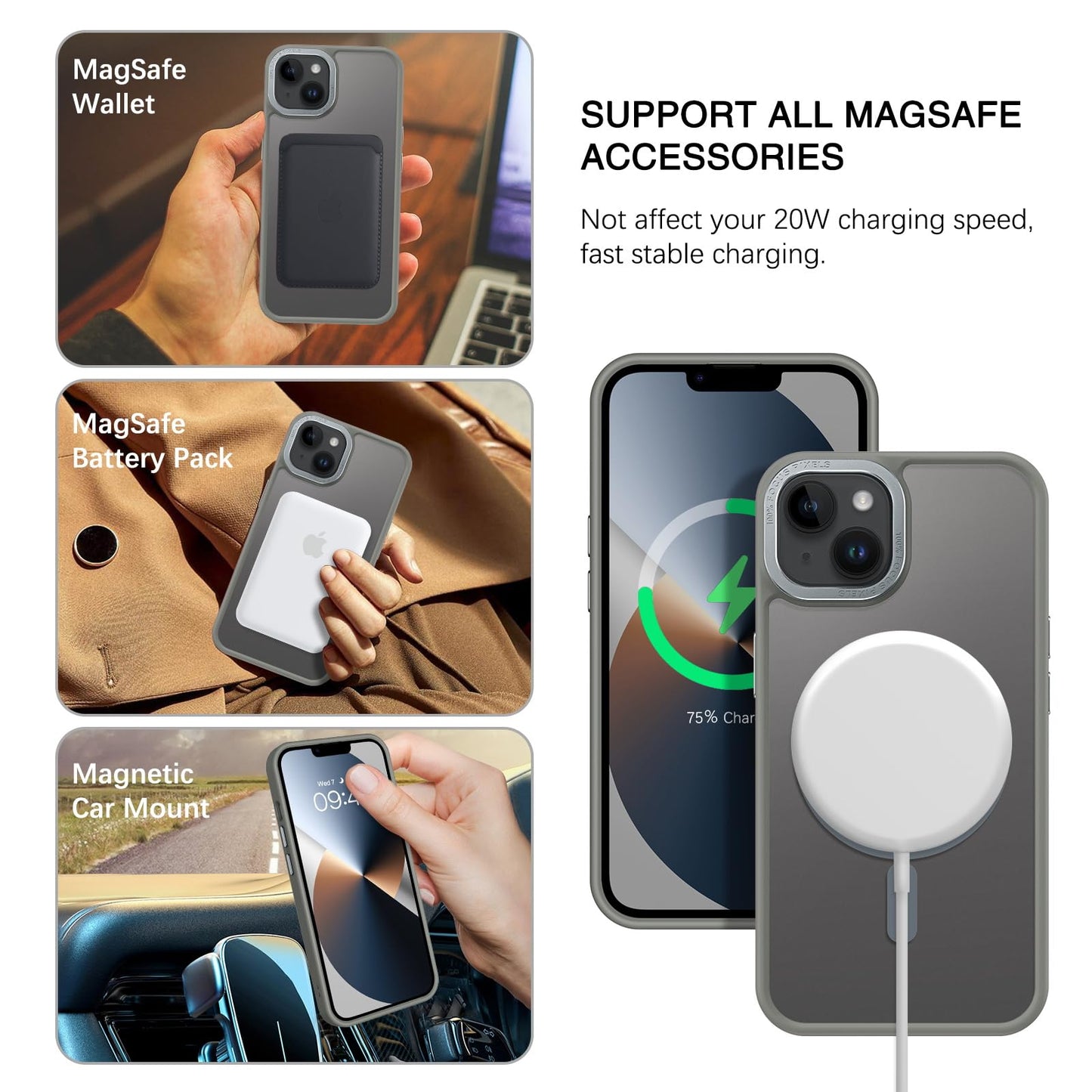 BENTOBEN Magnetic for iPhone 13 Case & iPhone 14 Case [Compatible with Magsafe] Translucent Matte Phone Case iPhone 13/14 Slim Fit Shockproof Women Men Protective Cover for iPhone 13/14 6.1", Hot Pink