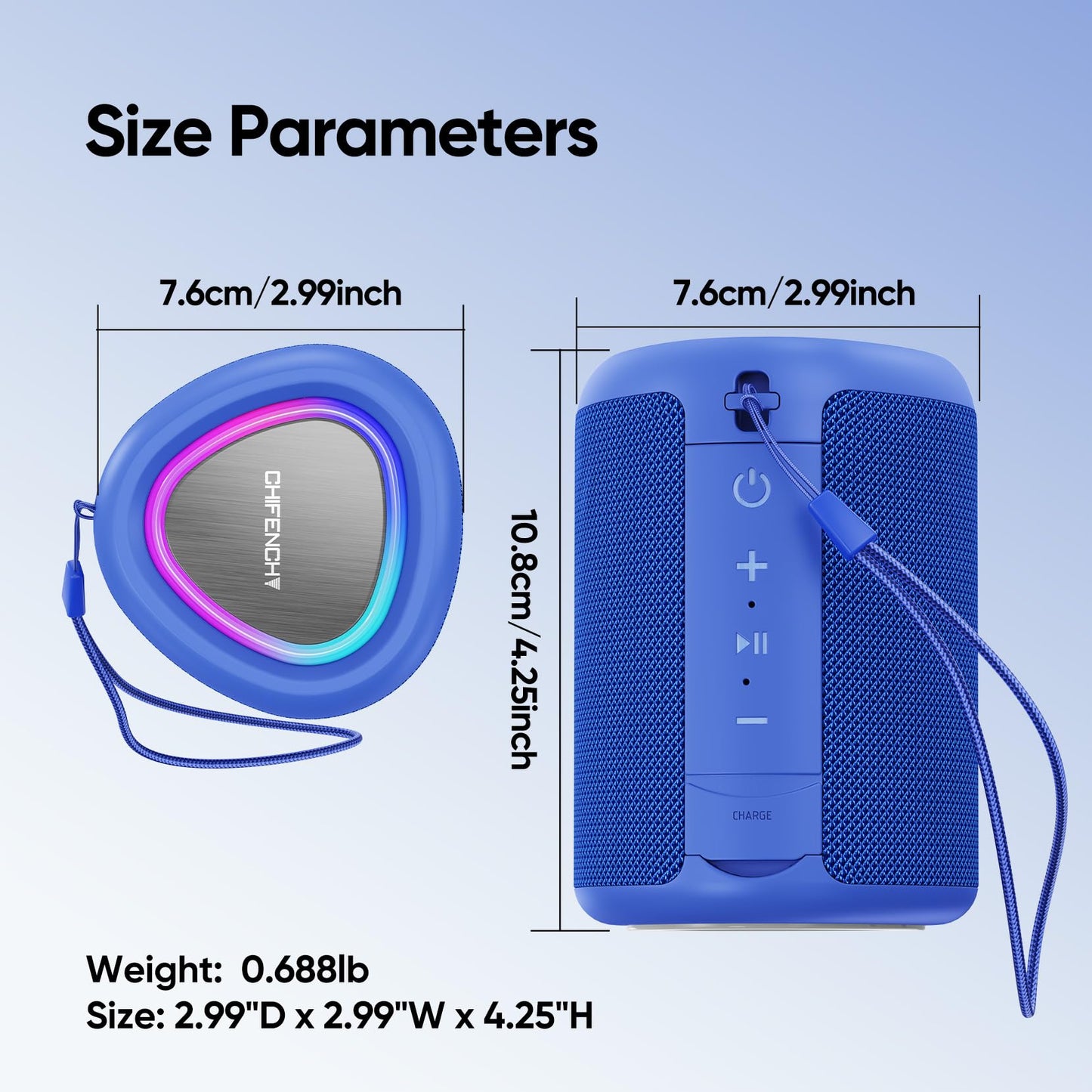 Portable Bluetooth Speaker with Lights, Powerful Crystal Clear Sound, IPX5 Waterproof, All Day Playtime, AUX&TF-Card Input, Bluetooth 5.3, TWS Paring, Small Wireless Speaker for Outdoor, Gift Ideas
