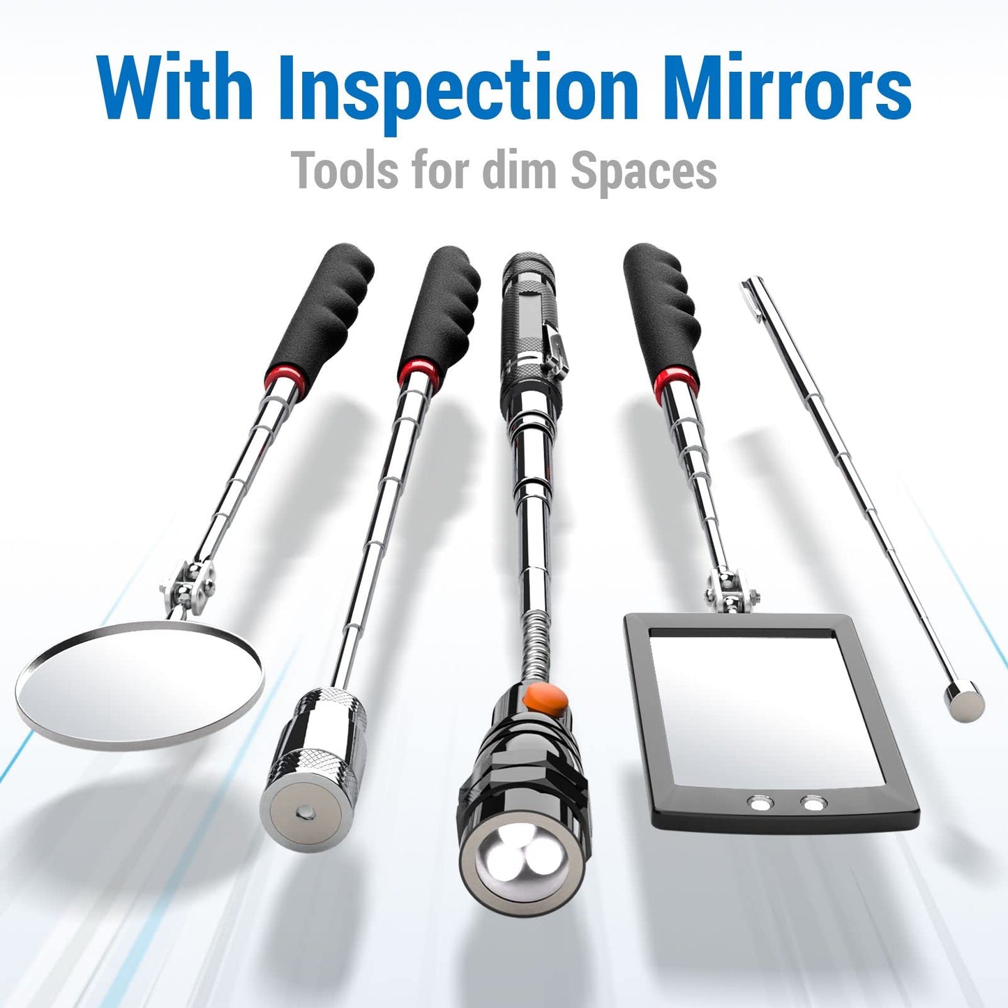 VIBELITE Extendable Magnetic Flashlight with Telescoping Magnet Pickup Tool-Cool Gadgets Gifts Idea & Gifts for Men,Husband,Dad,Father,Mechanic,Tech,Handyman,Him Women, Silve