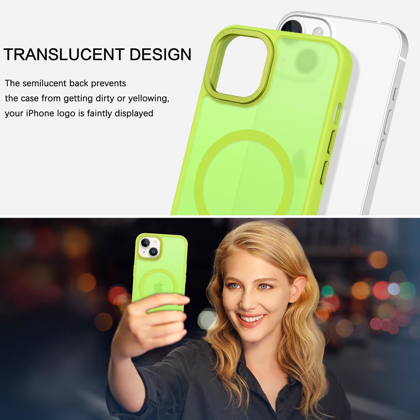 BENTOBEN Magnetic for iPhone 13 Case & iPhone 14 Case [Compatible with Magsafe] Translucent Matte Phone Case iPhone 13/14 Slim Fit Shockproof Women Men Protective Cover for iPhone 13/14 6.1", Hot Pink