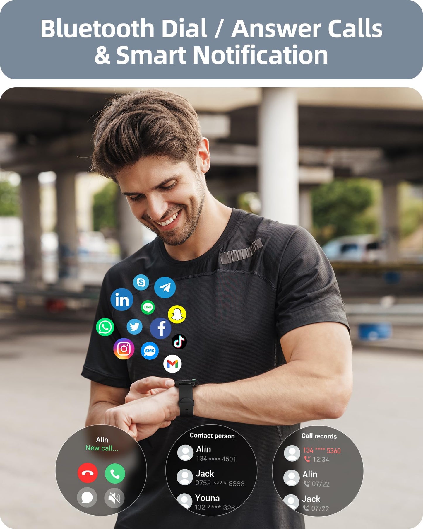 Parsonver Smart Watch for Men Women(Answer/Make Calls), HD Screen Fitness Tracker IP68 Waterproof 100+ Sport Modes, Heart Rate Sleep Monitor, Pedometer, Smartwatch for Android Phones/iPhone Compatible