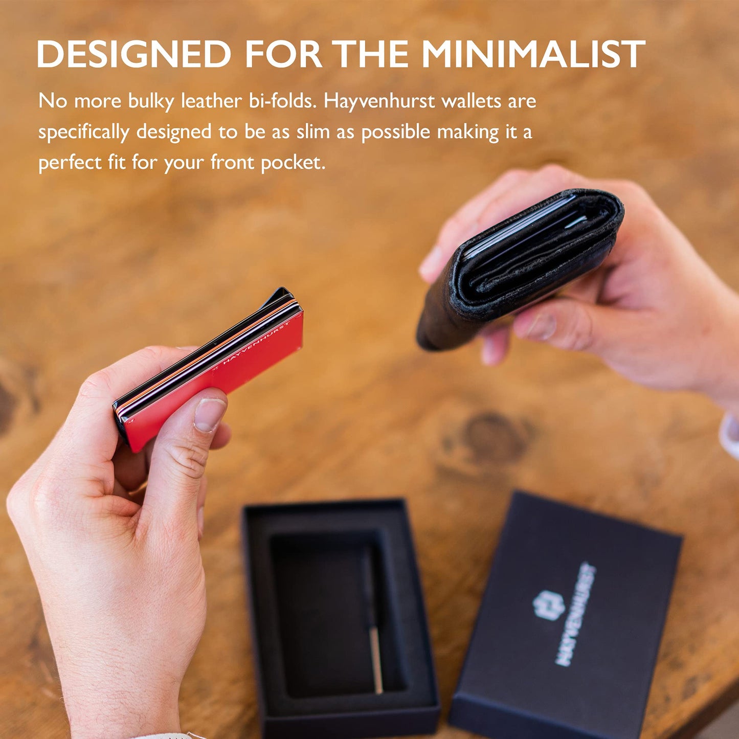 Hayvenhurst Wallet For Men - Reinvented Design Men's Wallet - Slim, Minimalistic & Seamless, Blocks RFID Scanners, Holds 12 Cards & Has a Money Clip (Carbon Fiber)