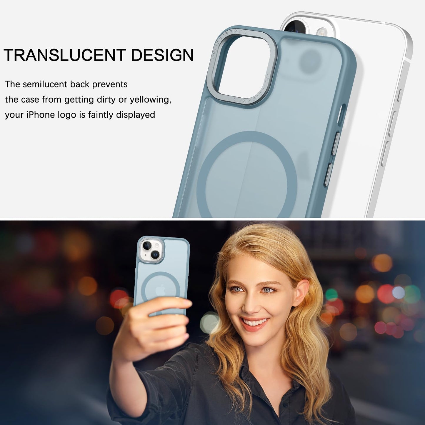 BENTOBEN Magnetic for iPhone 13 Case & iPhone 14 Case [Compatible with Magsafe] Translucent Matte Phone Case iPhone 13/14 Slim Fit Shockproof Women Men Protective Cover for iPhone 13/14 6.1", Hot Pink