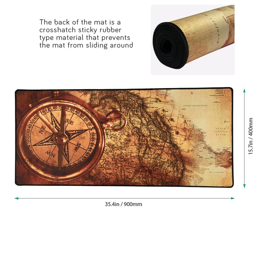 XXL Professional Large Mouse Pad & Computer Game Mouse Mat (35.4x15.7x0.1IN, Map) (90 * 40 Map)