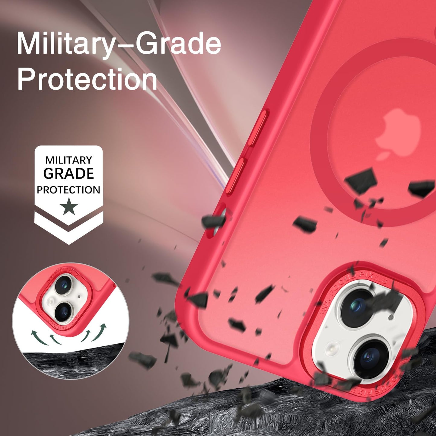 BENTOBEN Magnetic for iPhone 13 Case & iPhone 14 Case [Compatible with Magsafe] Translucent Matte Phone Case iPhone 13/14 Slim Fit Shockproof Women Men Protective Cover for iPhone 13/14 6.1", Hot Pink