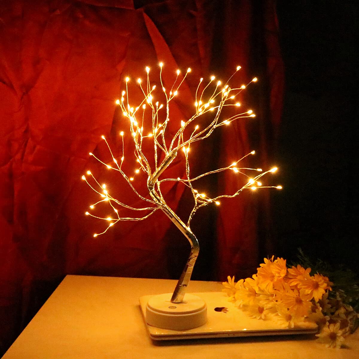 OTAVILEM LED Tabletop Bonsai Tree Light, Aesthetic Tree Lamps for Living Room, Cute Night Light, Battery/USB Operated, DIY Artificial Tree Lamp for Bedroom, Desktop,Christmas, Room Decor