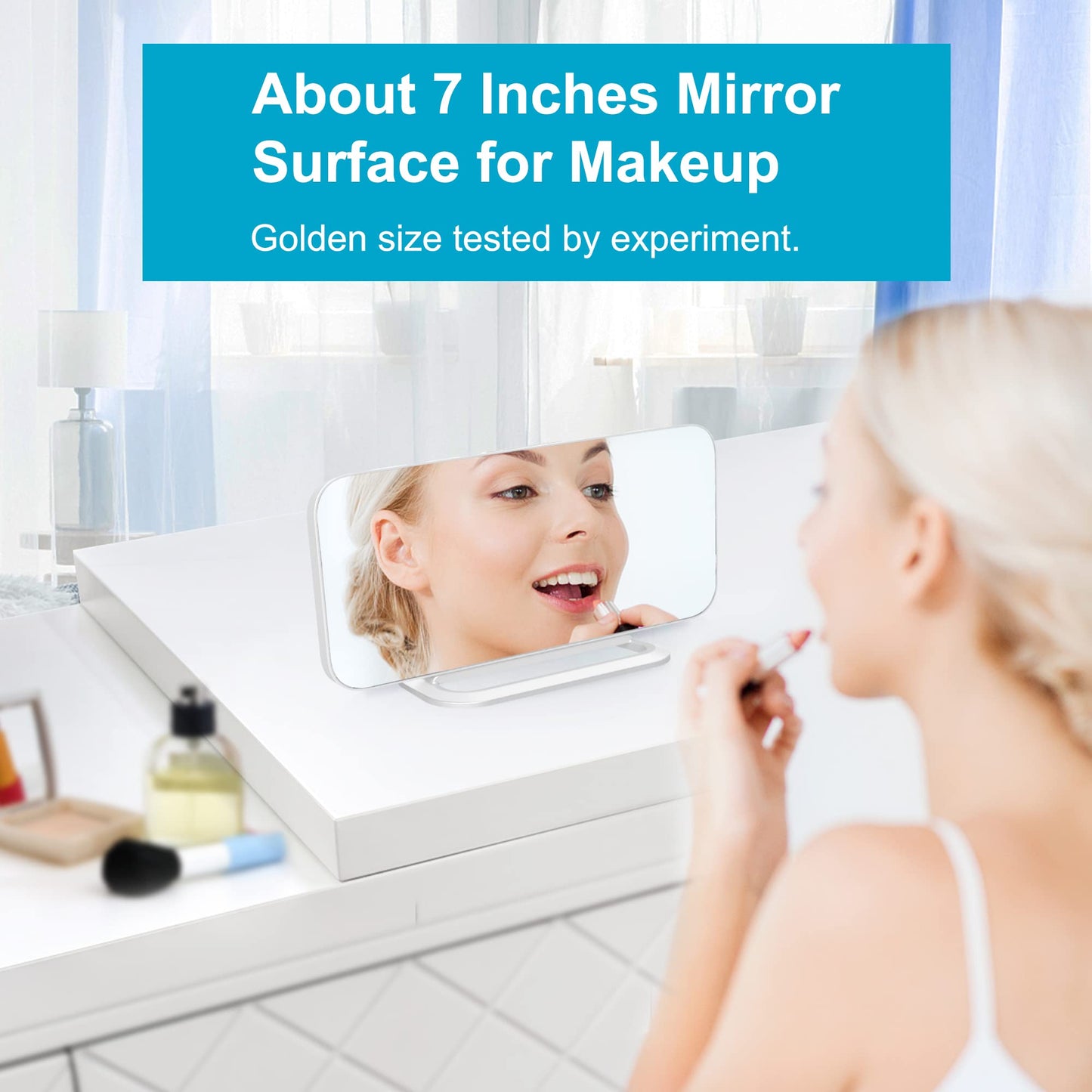 Slim LED Digital Alarm Clock, Mirror Surface for Makeup, with Diming, Large Display, Easy Setting, USB Ports, Modern Decor for Bedroom, Desk, Xmas, Birthday Gift for Women, Sister, Teen Girl, Silver