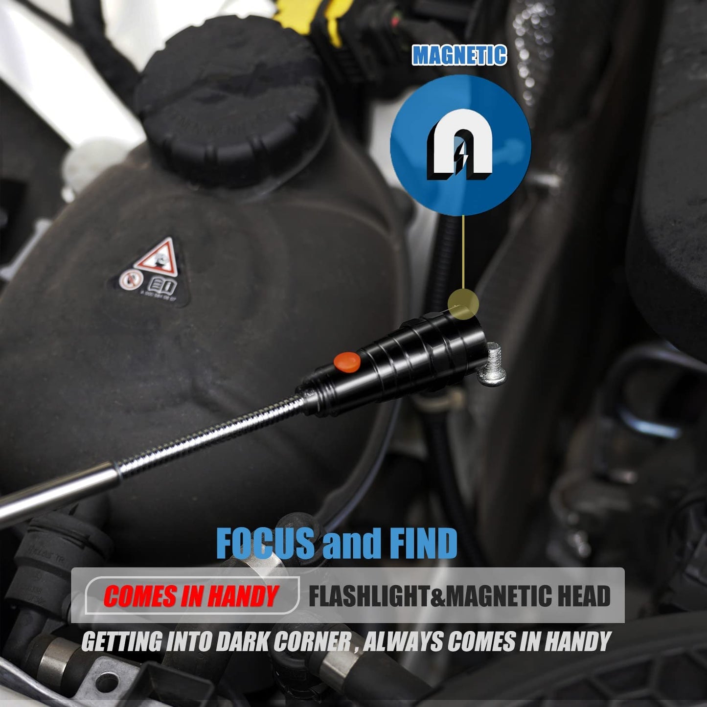 VIBELITE Extendable Magnetic Flashlight with Telescoping Magnet Pickup Tool-Cool Gadgets Gifts Idea & Gifts for Men,Husband,Dad,Father,Mechanic,Tech,Handyman,Him Women, Silve