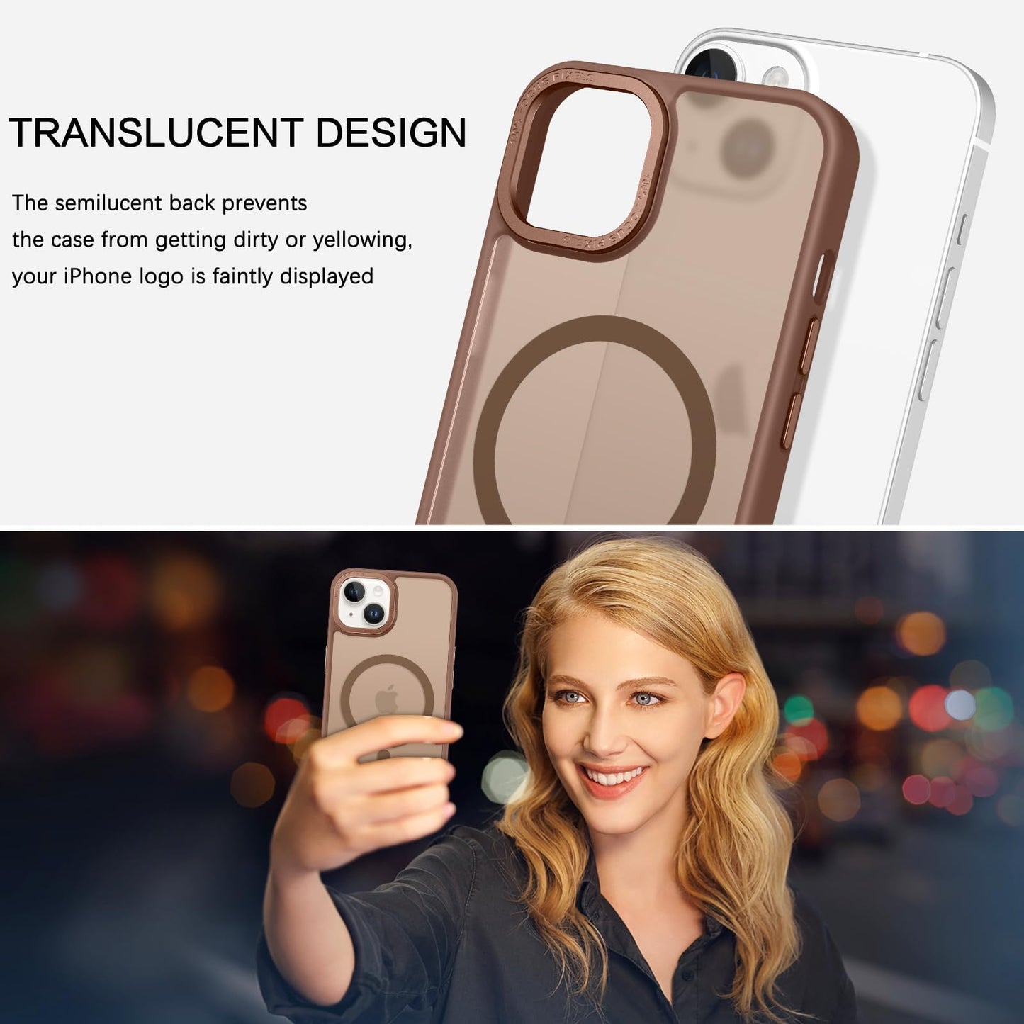 BENTOBEN Magnetic for iPhone 13 Case & iPhone 14 Case [Compatible with Magsafe] Translucent Matte Phone Case iPhone 13/14 Slim Fit Shockproof Women Men Protective Cover for iPhone 13/14 6.1", Hot Pink