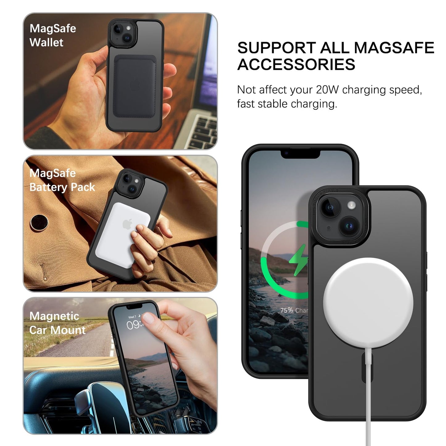BENTOBEN Magnetic for iPhone 13 Case & iPhone 14 Case [Compatible with Magsafe] Translucent Matte Phone Case iPhone 13/14 Slim Fit Shockproof Women Men Protective Cover for iPhone 13/14 6.1", Hot Pink