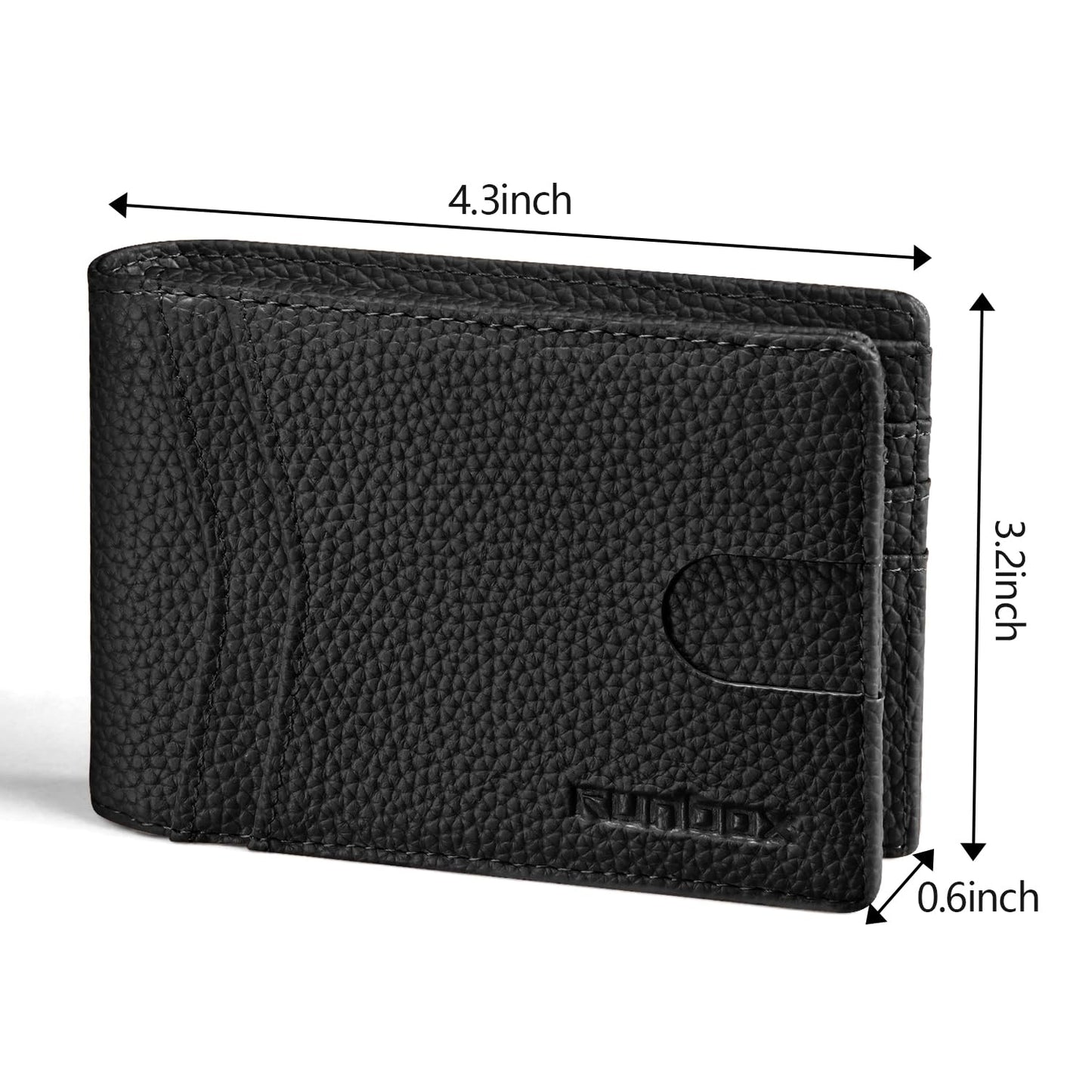 RUNBOX Wallet for Men Slim Rfid Leather 2 ID Window With Gift Box