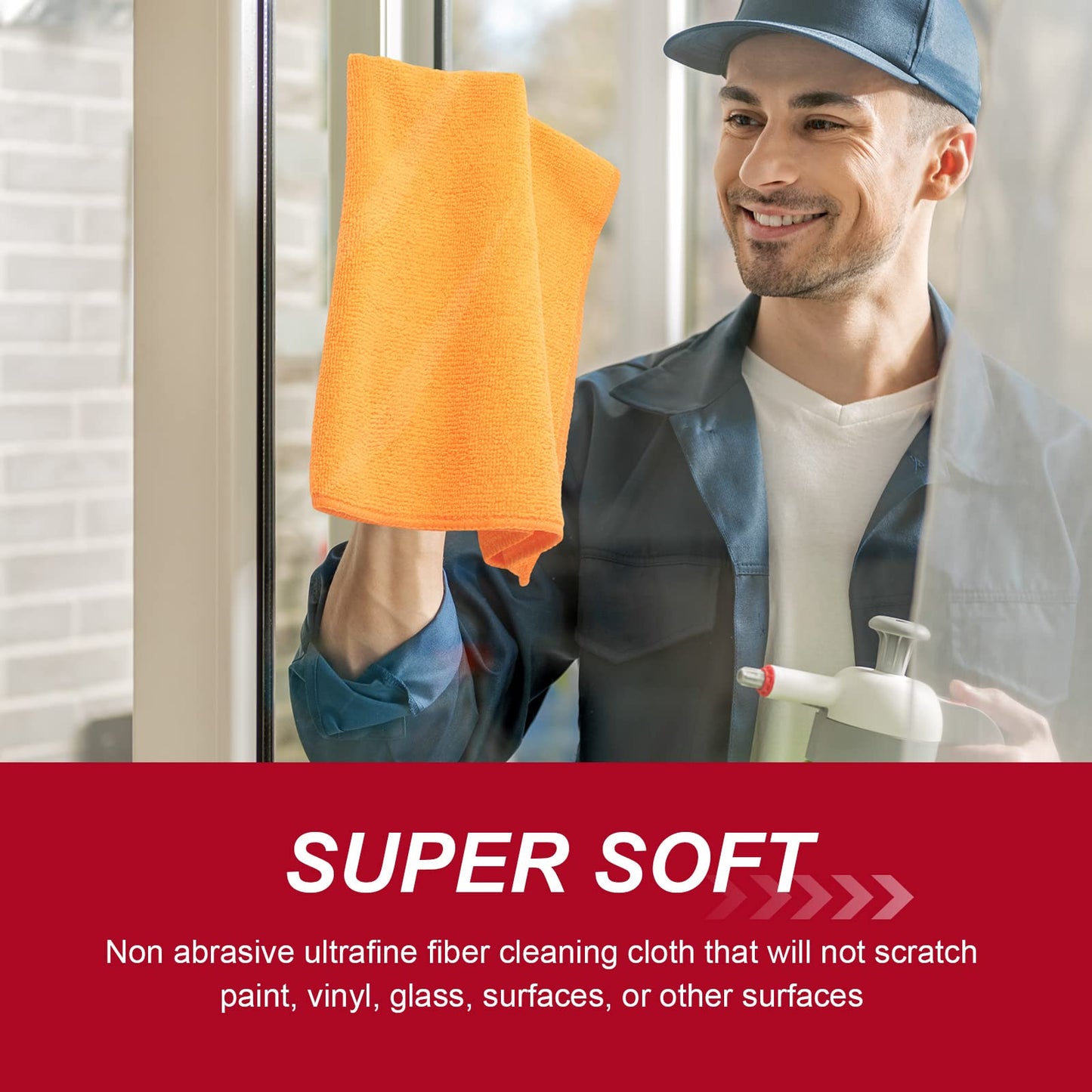 Oudain 200Pcs 16x16 Inch Microfiber Cleaning Cloth Towels for Car, Highly Absorbent Cleaning Rag Washable Reusable Multi-Purpose Wiper Cloths for Wash Car Home Pet Drying Dusting (Gray)