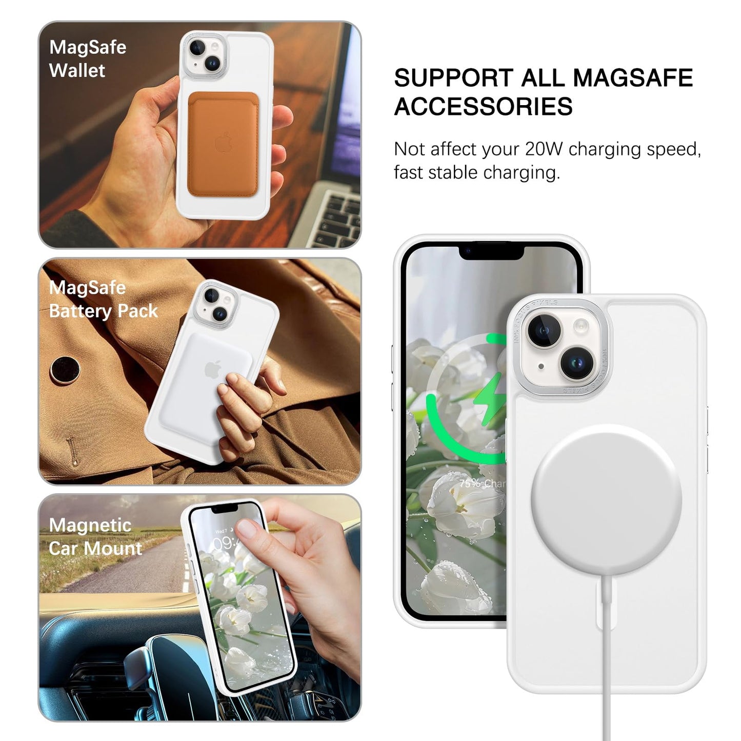 BENTOBEN Magnetic for iPhone 13 Case & iPhone 14 Case [Compatible with Magsafe] Translucent Matte Phone Case iPhone 13/14 Slim Fit Shockproof Women Men Protective Cover for iPhone 13/14 6.1", Hot Pink