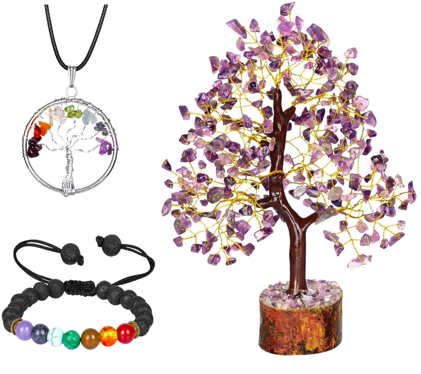 Seven Chakra Tree - Crystal Tree for Postive Energy - 7 Chakra Tree Of Life - Chakra Tree - Feng Shui Energy Crystals - Gemstone Tree - Fengshui Decor - Crystal Gifts - Housewarming Gift for Women