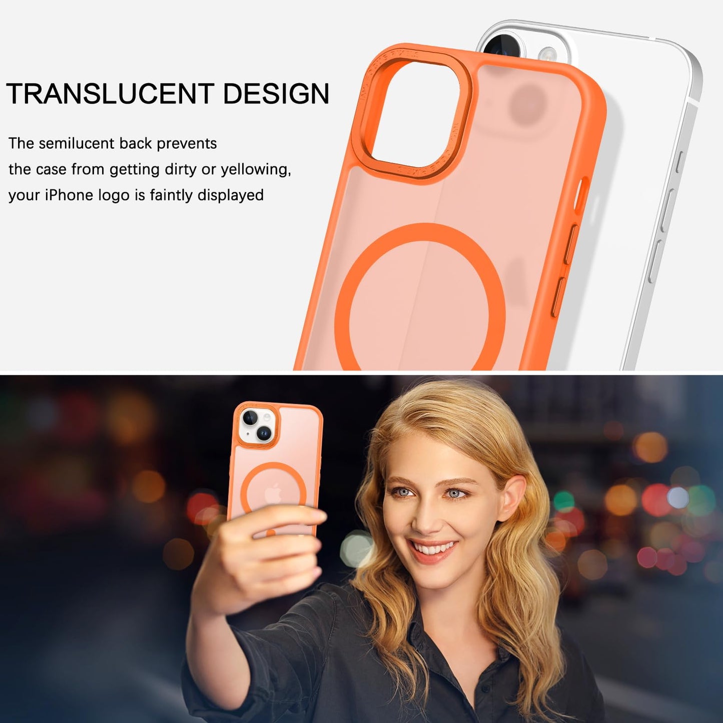 BENTOBEN Magnetic for iPhone 13 Case & iPhone 14 Case [Compatible with Magsafe] Translucent Matte Phone Case iPhone 13/14 Slim Fit Shockproof Women Men Protective Cover for iPhone 13/14 6.1", Hot Pink