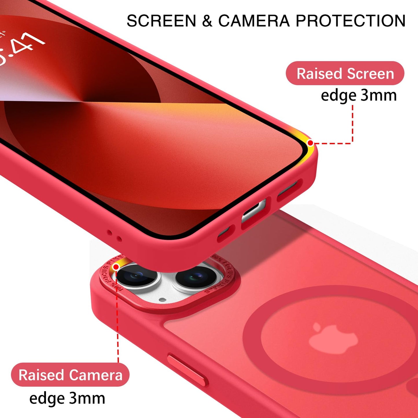 BENTOBEN Magnetic for iPhone 13 Case & iPhone 14 Case [Compatible with Magsafe] Translucent Matte Phone Case iPhone 13/14 Slim Fit Shockproof Women Men Protective Cover for iPhone 13/14 6.1", Hot Pink