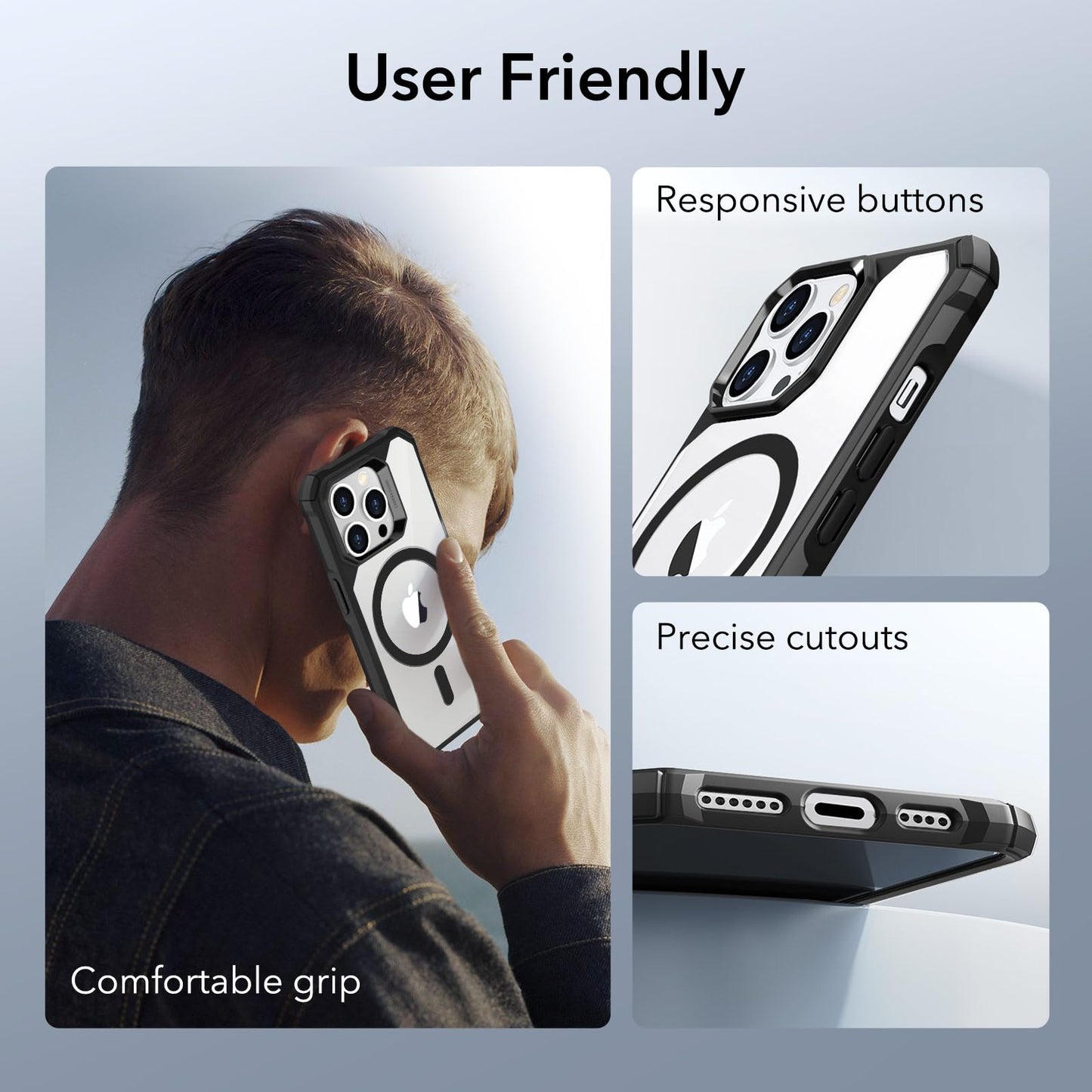 ESR Air Armor Case, Compatible with iPhone 13 Pro Max Case, Military-Grade Drop Protection, Shock-Absorbing Corners, Yellowing-Resistant Hard Back, Scratch Resistant, Clear